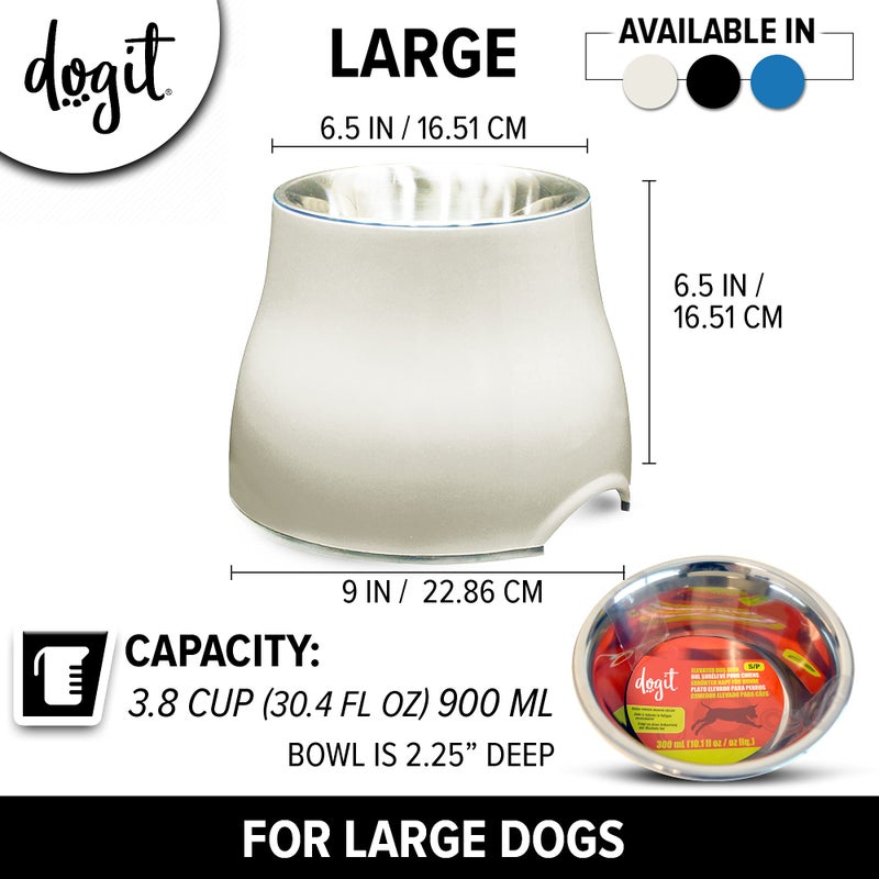 Dogit Elevated Dog Bowl, Stainless Steel Dog Food and Water Bowl for Large Dogs, White, 73753 - Image 4